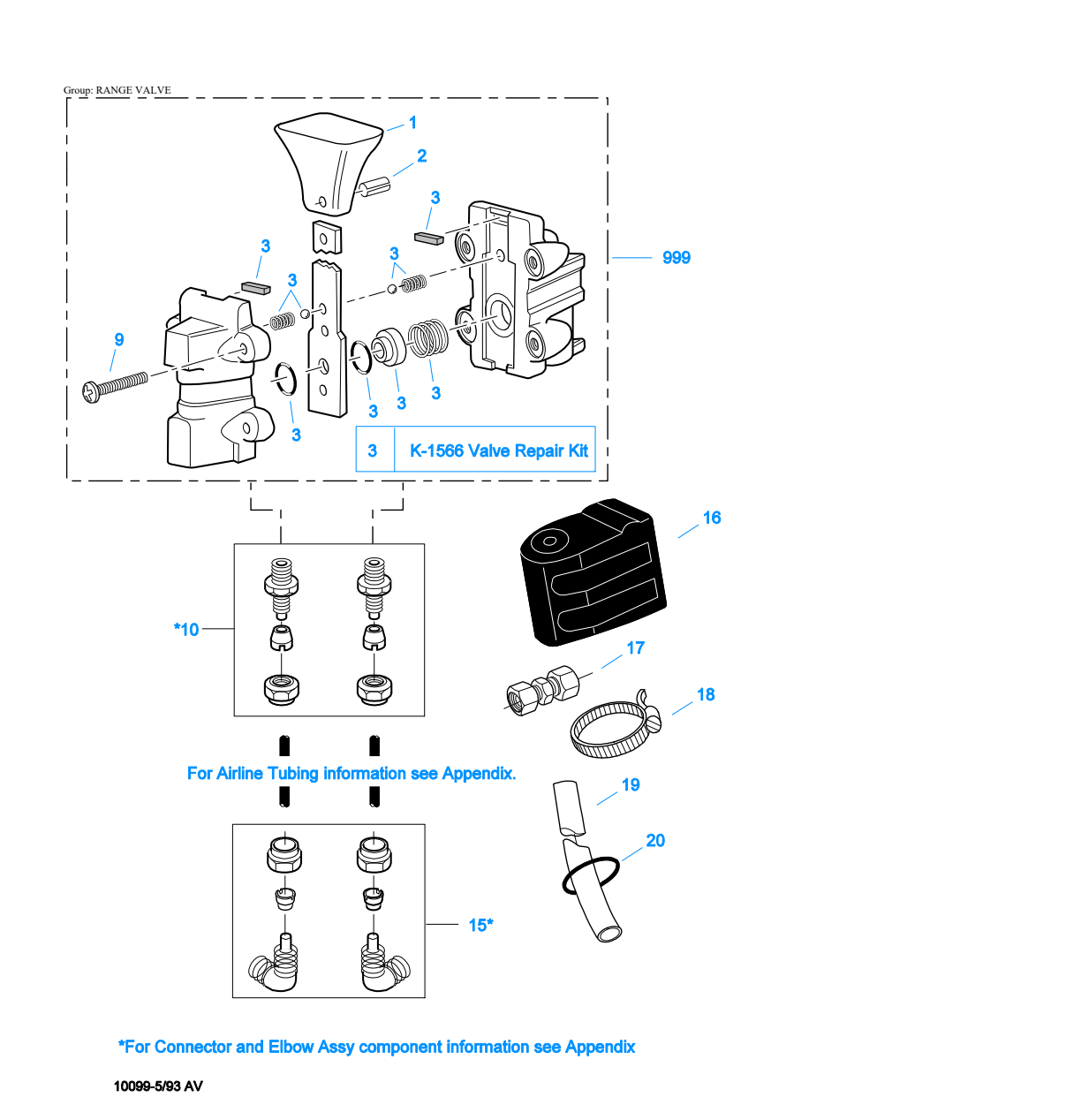 Eaton Fuller RTF-14609A Range Valve exploded-view diagram