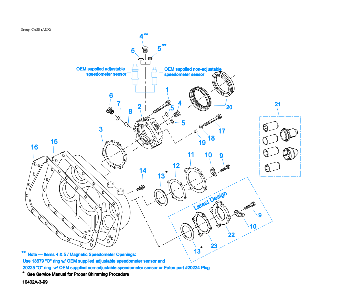 Eaton Fuller RTLO-11610B Case (Aux) exploded-view diagram