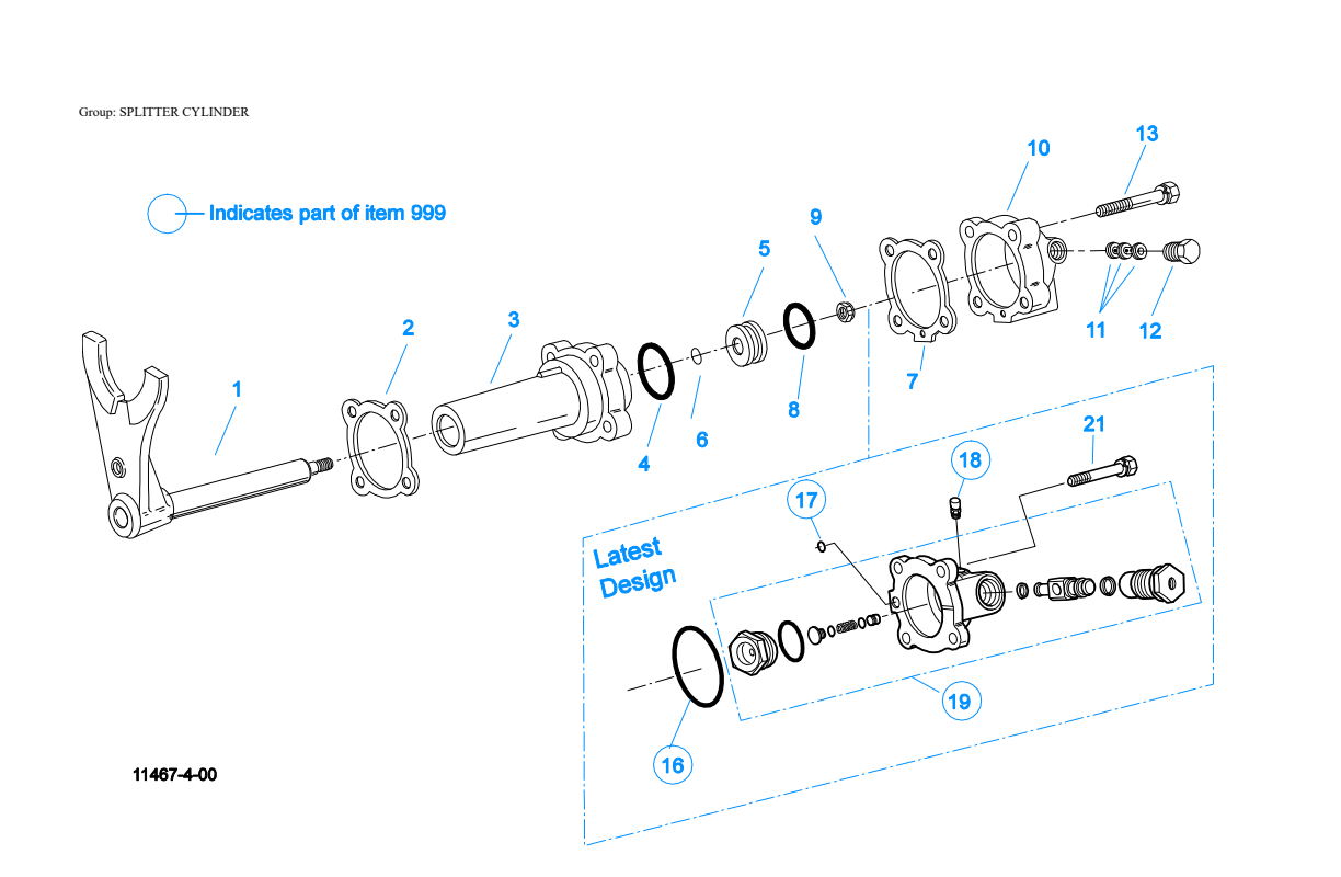 Eaton Fuller RTLO-12713A Splitter Cylinder exploded-view diagram