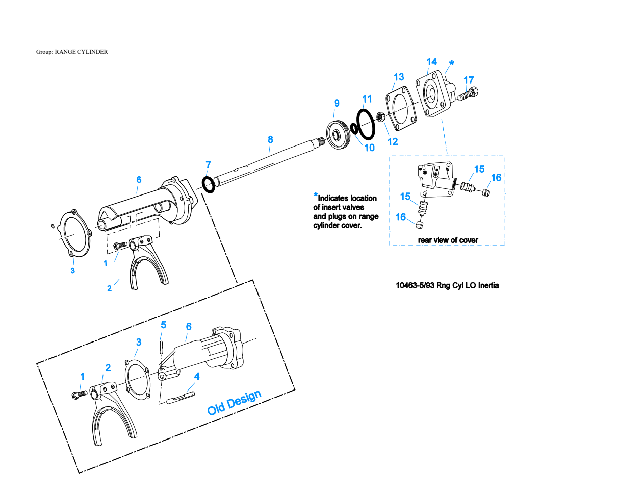 Eaton Fuller RTLO-14610A Range Cylinder exploded-view diagram
