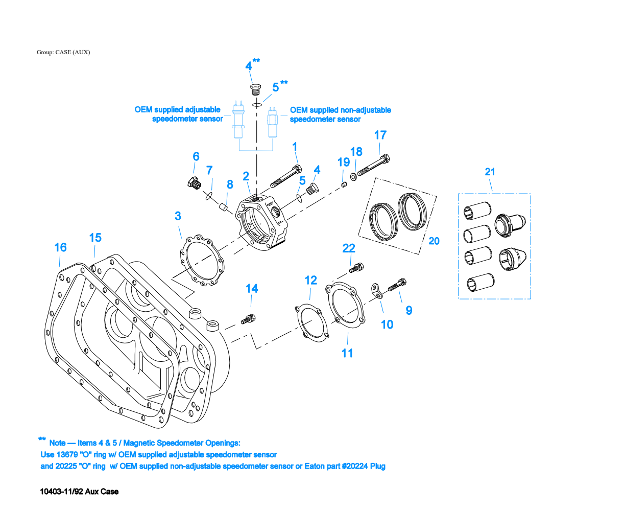 Eaton Fuller RTLO-14610A Case (Aux) exploded-view diagram