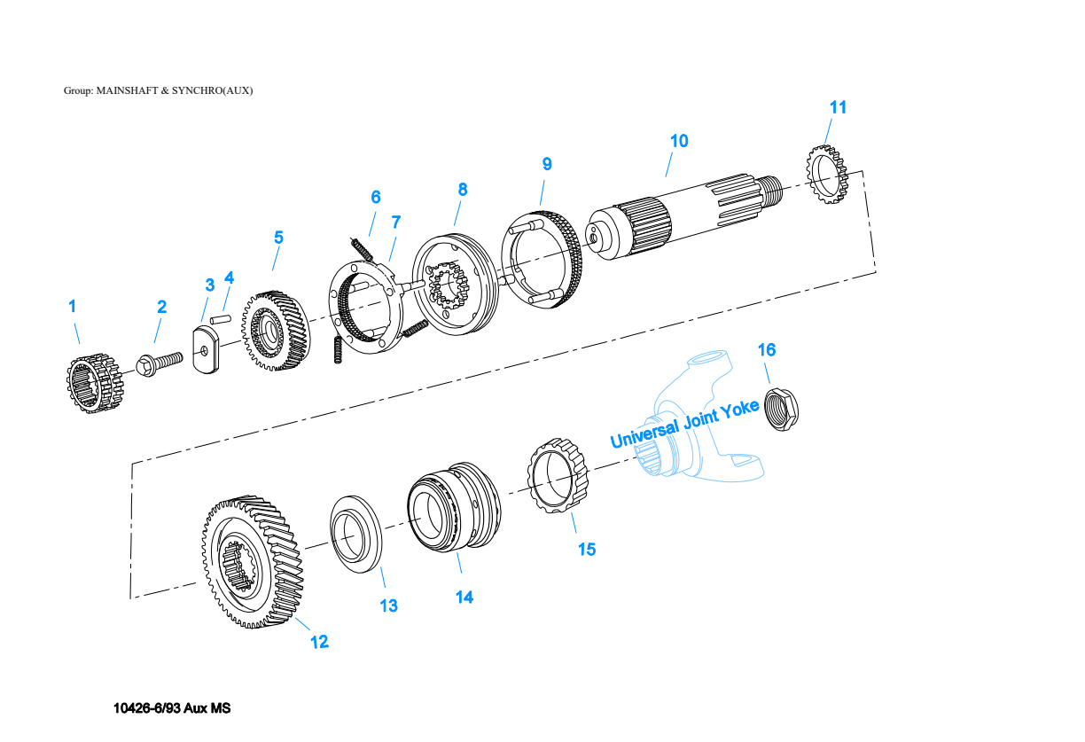 Eaton Fuller RTLO-14713A Mainshaft & Synchro(Aux) exploded-view diagram