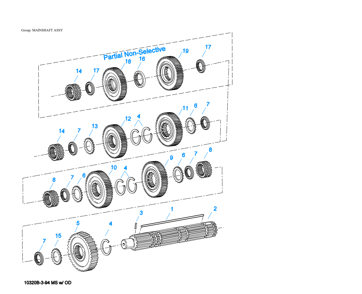 Eaton Fuller RTLO-14713A Mainshaft Assy exploded-view diagram