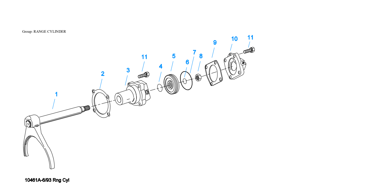 Eaton Fuller RTLO-14713A Range Cylinder exploded-view diagram