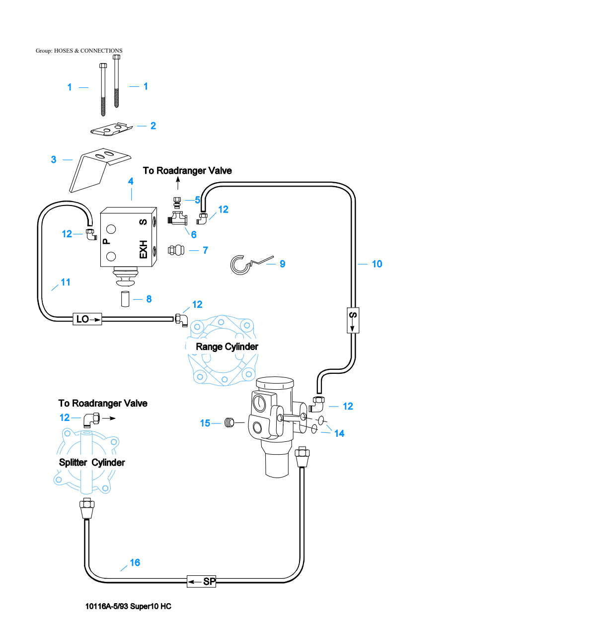 Eaton Fuller RTLO-15610B-T2 Hoses & Connections exploded-view diagram