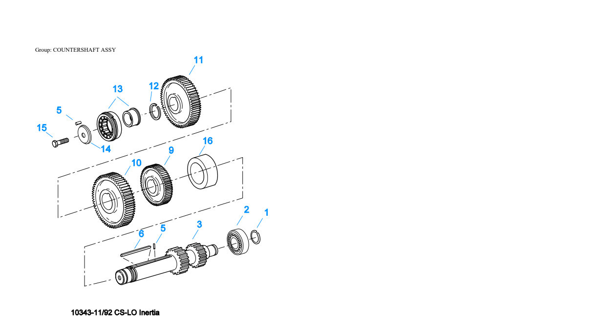 Eaton Fuller RTLO-16610B-T2 Countershaft Assy exploded-view diagram