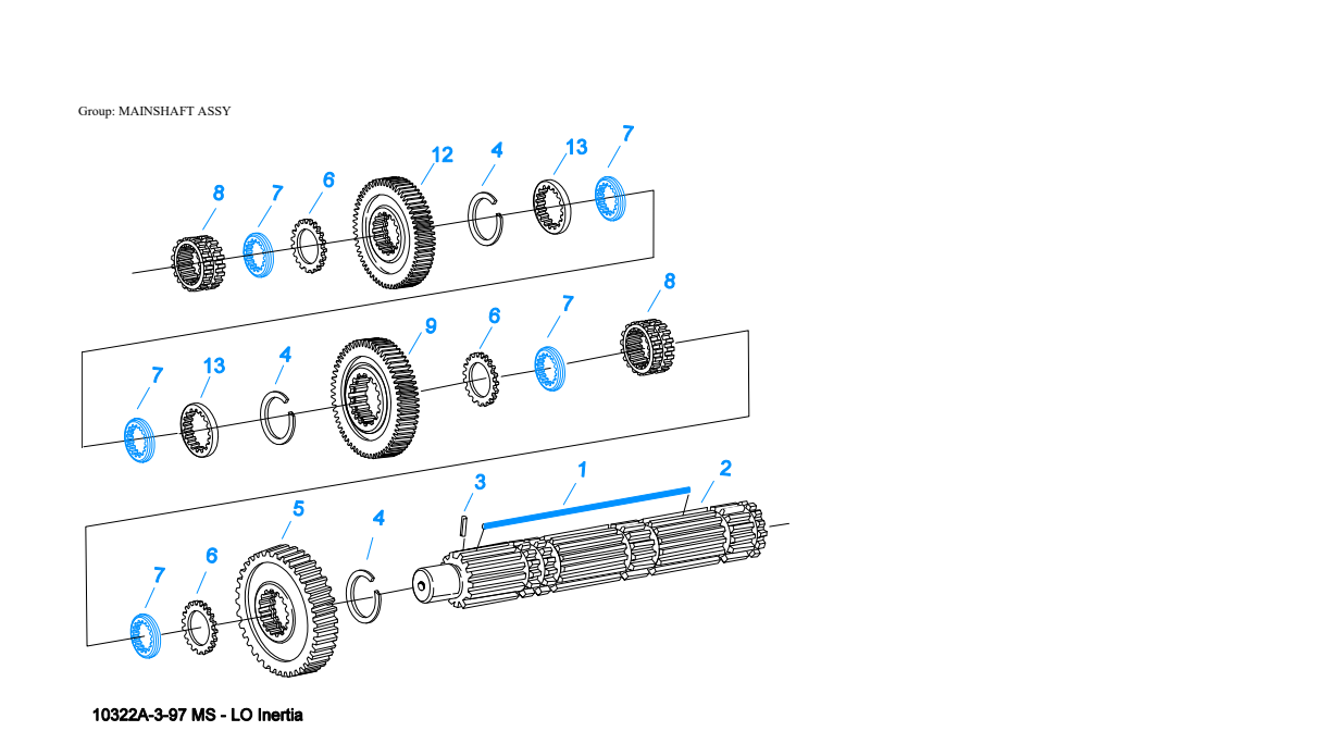 Eaton Fuller RTLO-16610B-T2 Mainshaft Assy exploded-view diagram