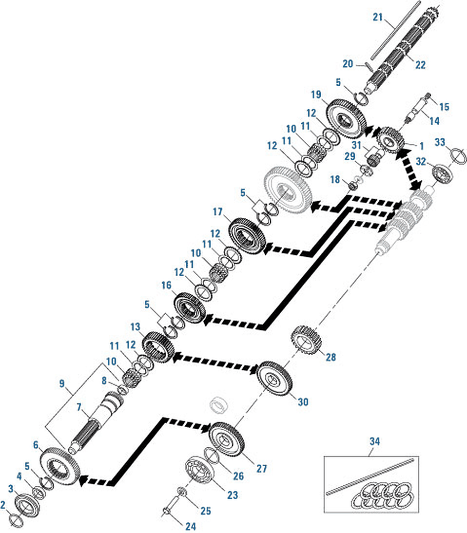 Diagrama de despiece: Componentes de la carcasa principal: diagrama adicional, Eaton Fuller RTLO-16618A