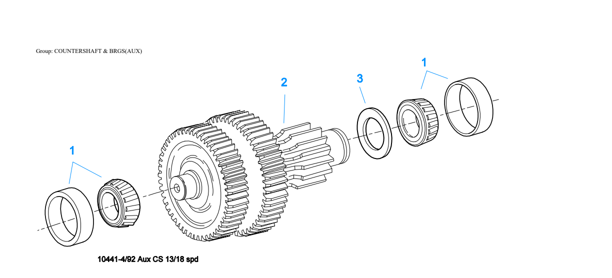 Eaton Fuller RTLO-16618A Countershaft & Brgs(Aux) exploded-view diagram