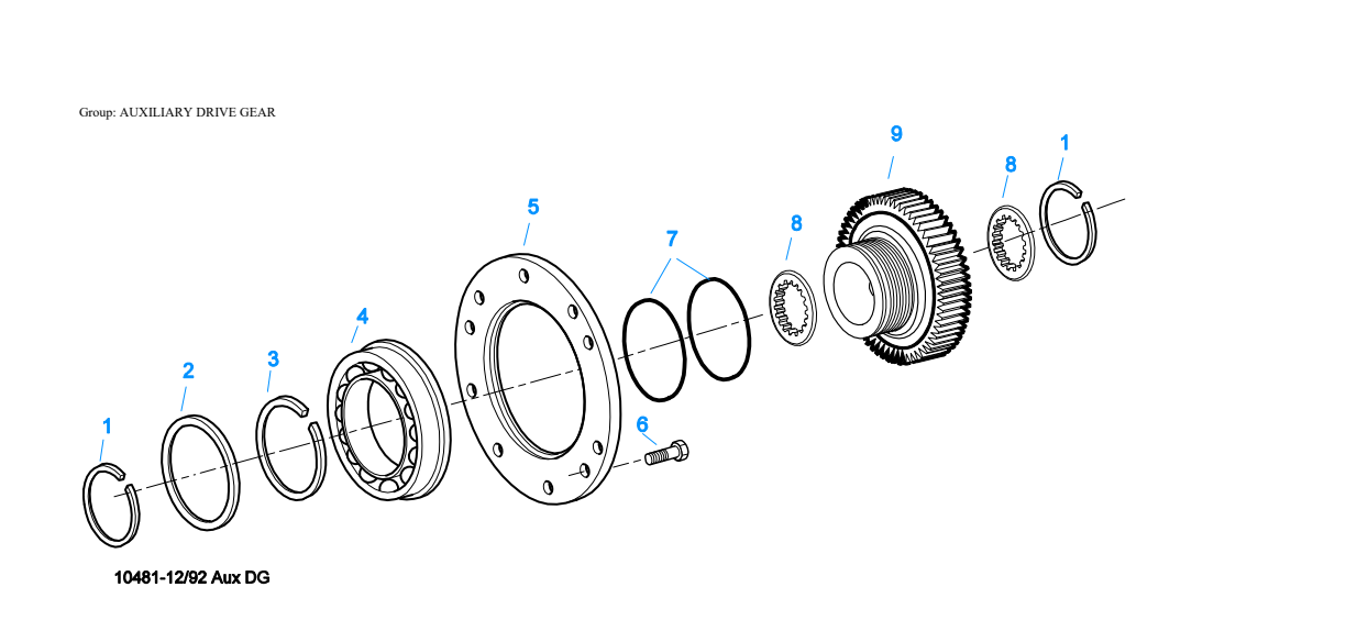 Eaton Fuller RTLO-16618A Auxiliary Drive Gear exploded-view diagram