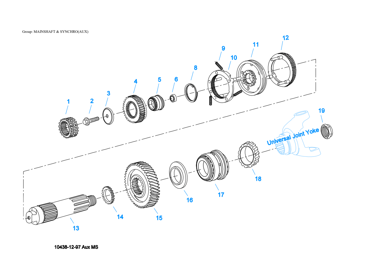 Eaton Fuller RTLO-16713A-T2 Mainshaft & Synchro(Aux) exploded-view diagram