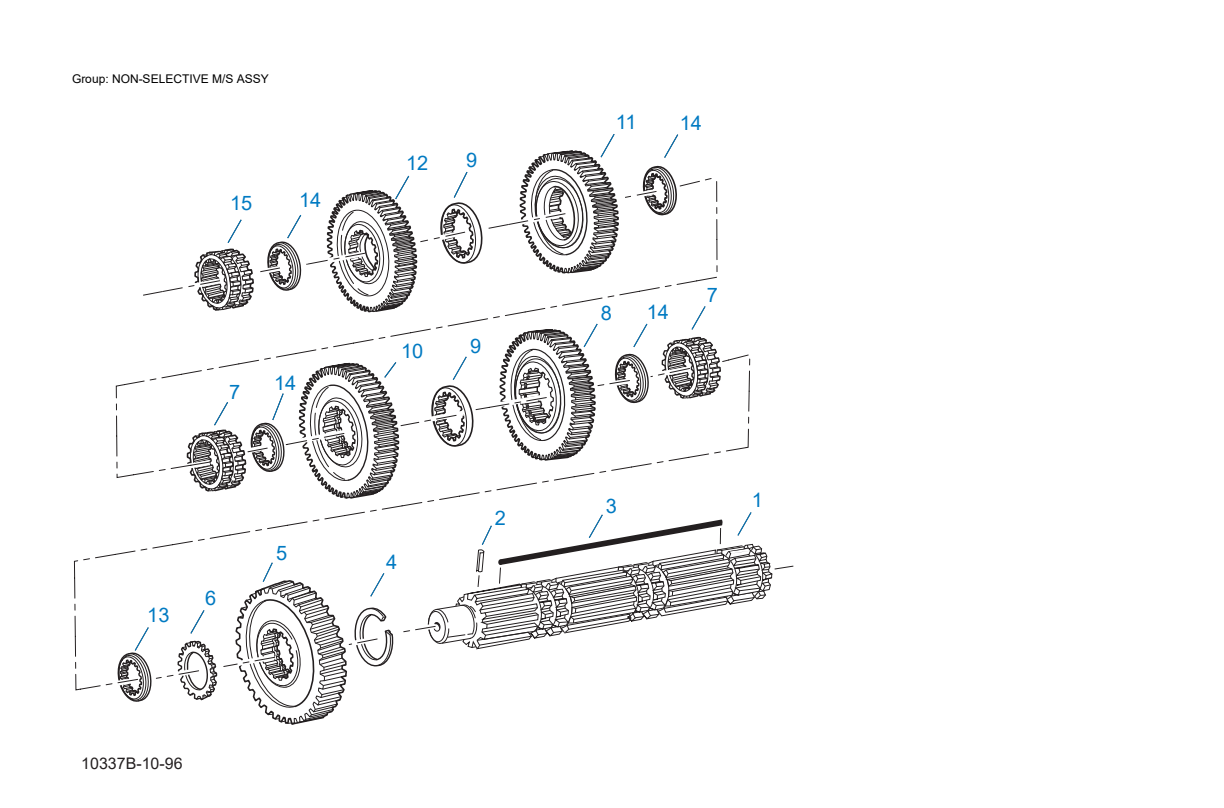 Diagrama de despiece: Ensamble de la flecha principal no selectiva, Eaton Fuller RTLO-16713A