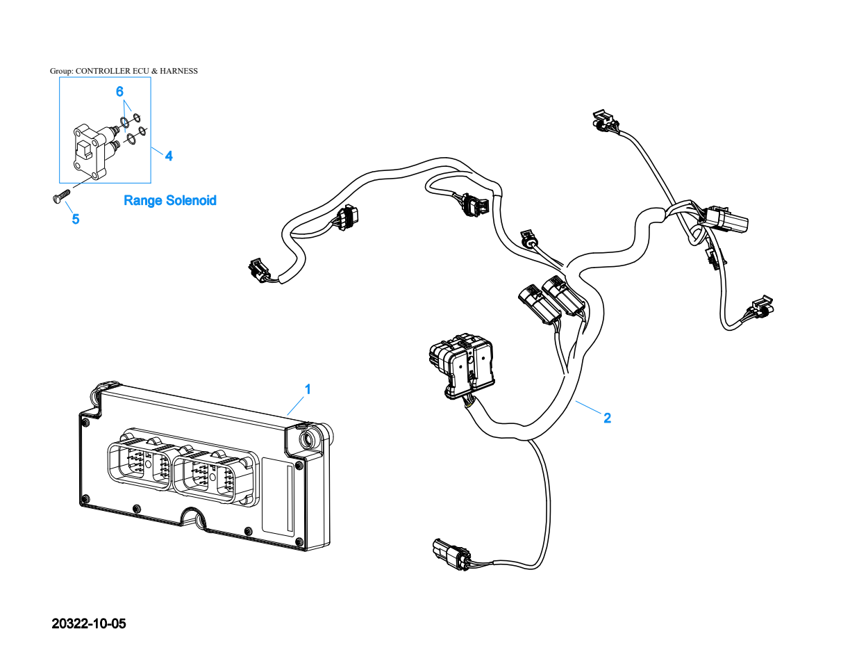 Eaton Fuller RTLO-16913L-DM3 Controller Ecu & Harness exploded-view diagram
