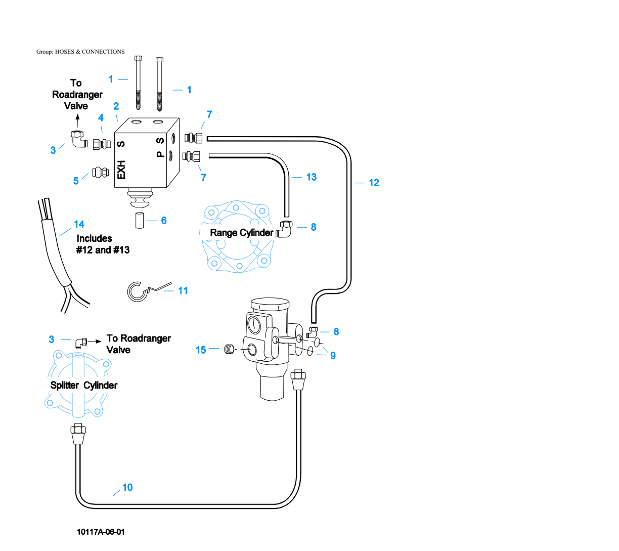 Eaton Fuller RTLO-17610B Hoses & Connections exploded-view diagram