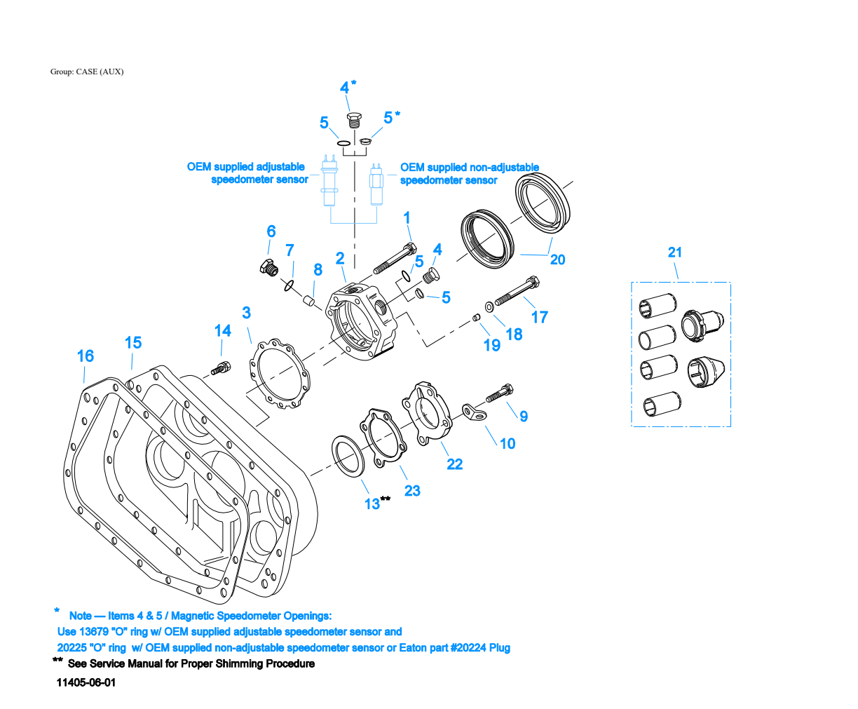Eaton Fuller RTLO-18610B-T2 Case (Aux) exploded-view diagram