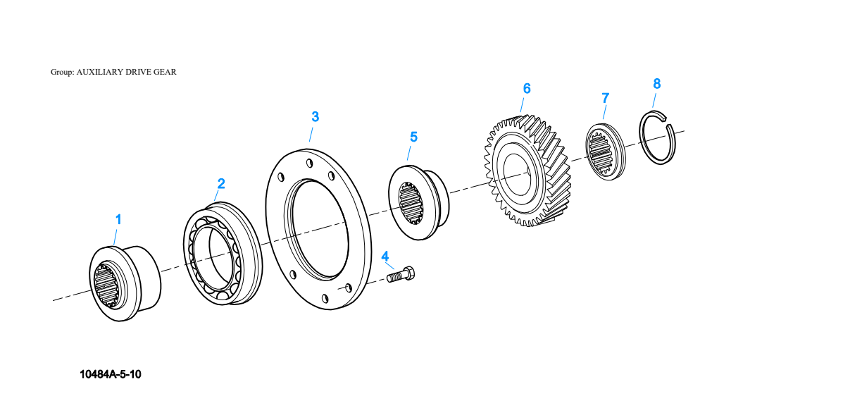 Eaton Fuller RTLO-18718B-T2 Auxiliary Drive Gear exploded-view diagram