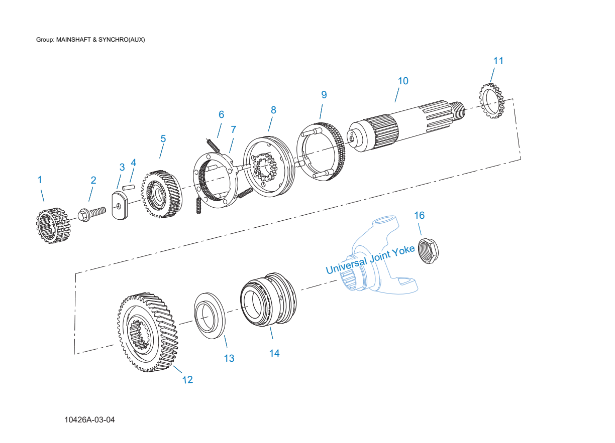 Eaton Fuller RTLO-18913A Mainshaft & Synchro(Aux) exploded-view diagram