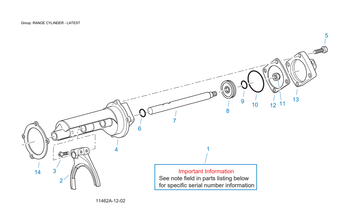 Eaton Fuller RTLO-18913A Range Cylinder - Latest exploded-view diagram