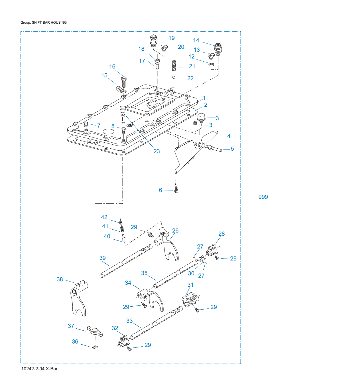 Eaton Fuller RTLO-18913A Shift Bar Housing exploded-view diagram