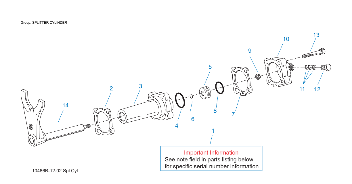 Eaton Fuller RTLO-18913A Splitter Cylinder exploded-view diagram