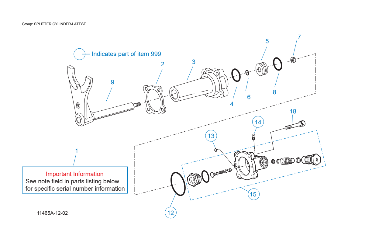 Eaton Fuller RTLO-18913A Splitter Cylinder-Latest exploded-view diagram