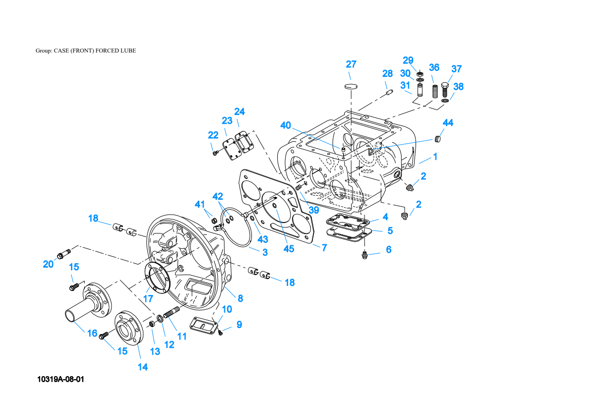 Eaton Fuller RTLO-18918A-AS2 Case (Front) Forced Lube exploded-view diagram