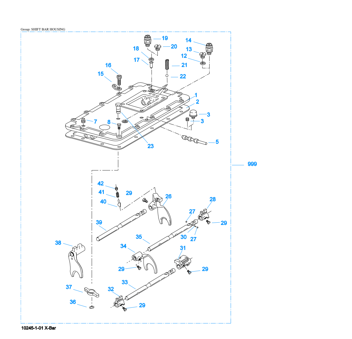 Eaton Fuller RTLO-20913A Shift Bar Housing exploded-view diagram