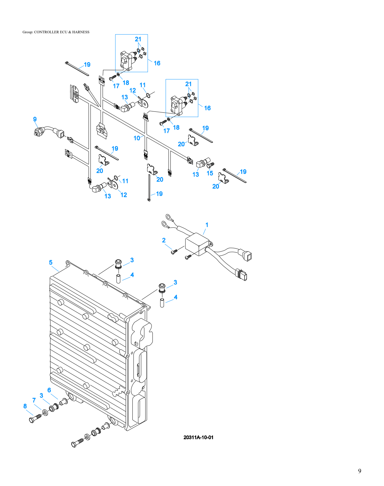 Eaton Fuller RTLO-20918B-AS Controller Ecu & Harness exploded-view diagram