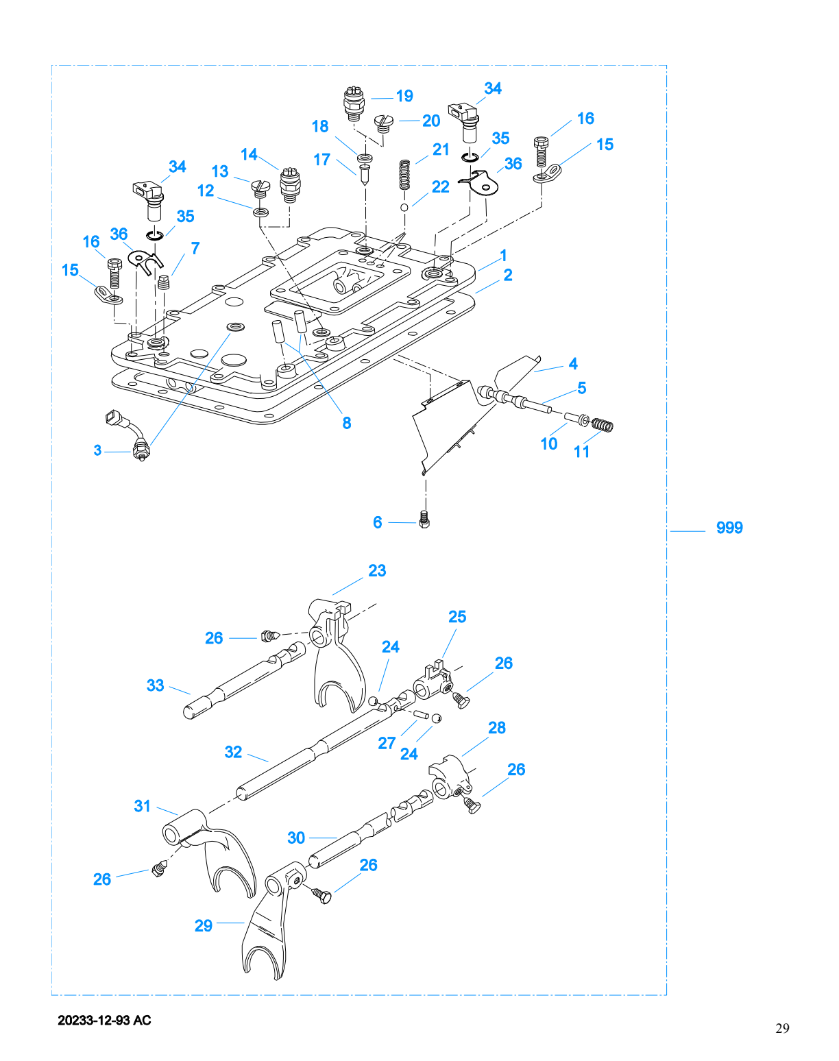 Eaton Fuller RTLO-20918B-AS Shift Bar Housing exploded-view diagram