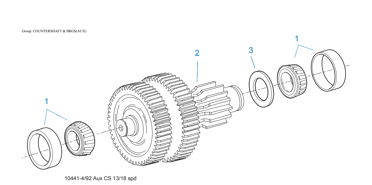 Diagrama de despiece: Contraflecha y baleros (auxiliar), Eaton Fuller RTLO-9118A-MT