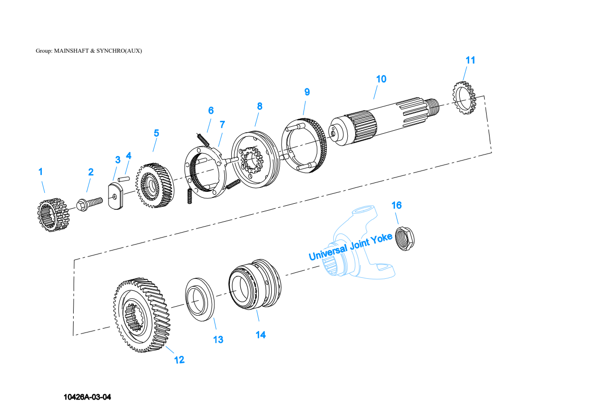 Eaton Fuller RTLOF-14913A Mainshaft & Synchro(Aux) exploded-view diagram