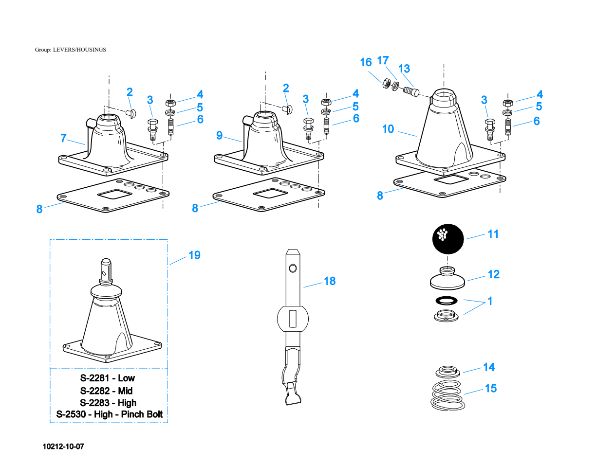 Eaton Fuller RTLOF-16610B-T2 Levers/Housings exploded-view diagram