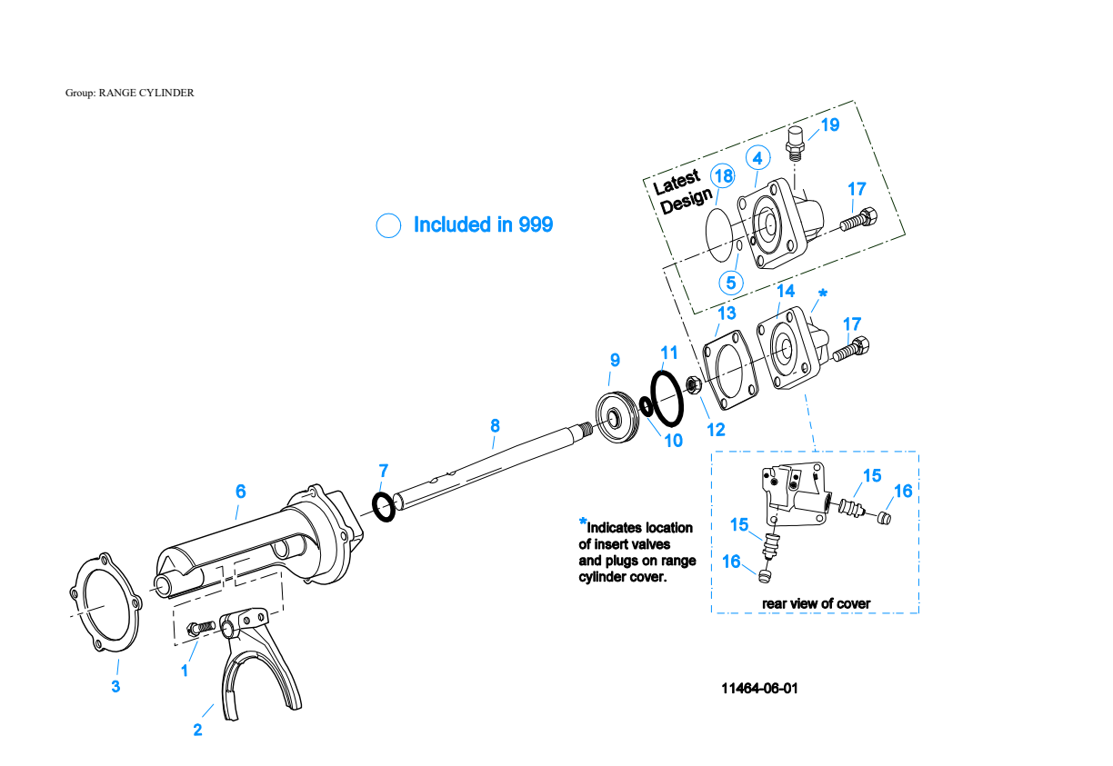 Eaton Fuller RTLOF-16610B-T2 Range Cylinder exploded-view diagram