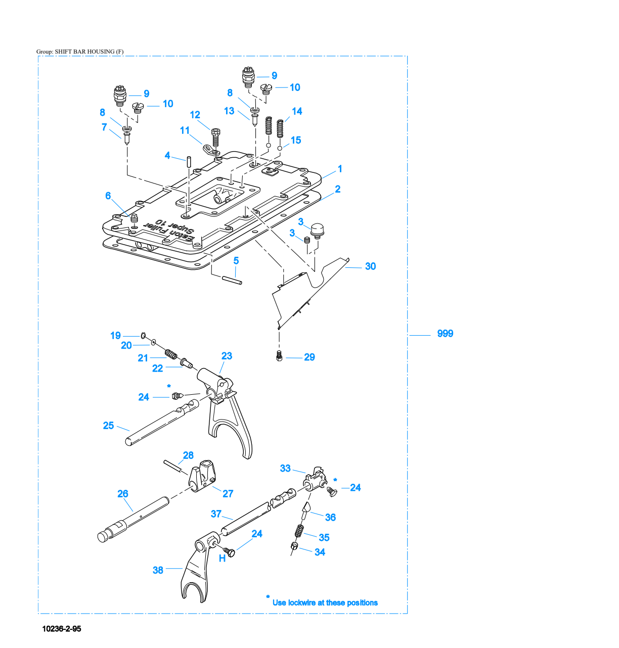 Eaton Fuller RTLOF-16610B Shift Bar Housing (F) exploded-view diagram