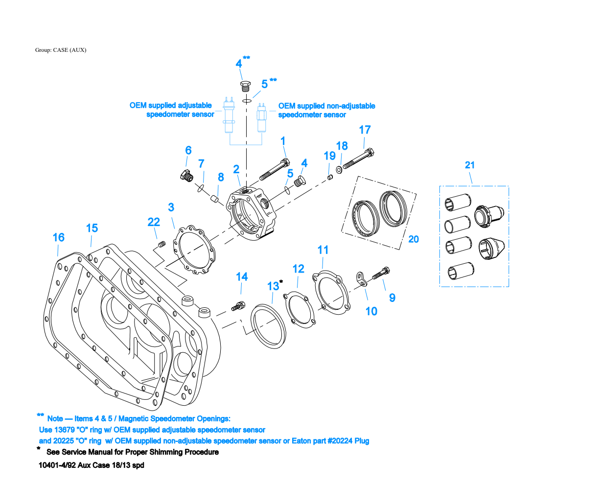 Eaton Fuller RTLOF-16618A Case (Aux) exploded-view diagram