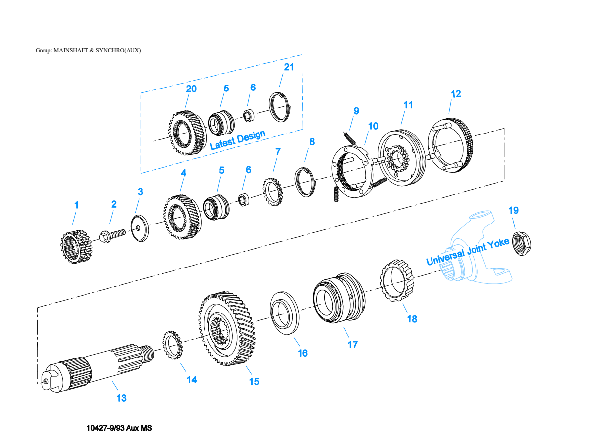 Eaton Fuller RTLOF-16718B Mainshaft & Synchro(Aux) exploded-view diagram