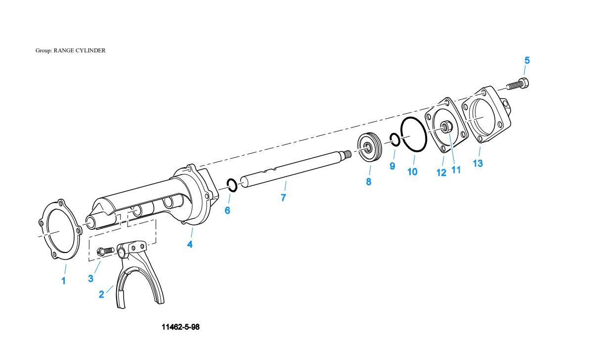 Eaton Fuller RTLOF-16918B-T2 Range Cylinder exploded-view diagram