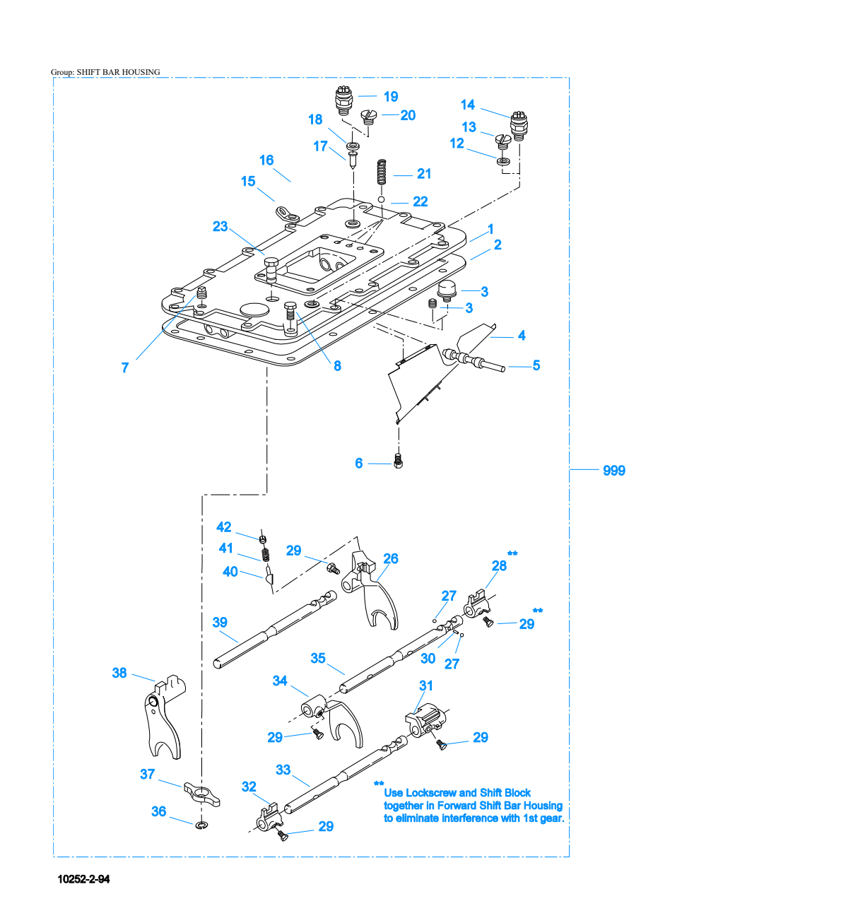 Eaton Fuller RTLOF-16918B-T2 Shift Bar Housing exploded-view diagram