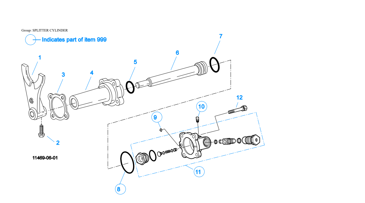Eaton Fuller RTLOF-17610B Splitter Cylinder exploded-view diagram
