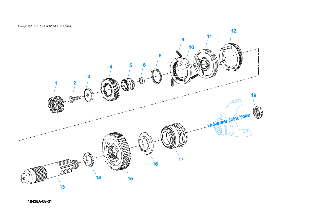 Eaton Fuller RTLOF-18913A-T2 Mainshaft & Synchro(Aux) exploded-view diagram