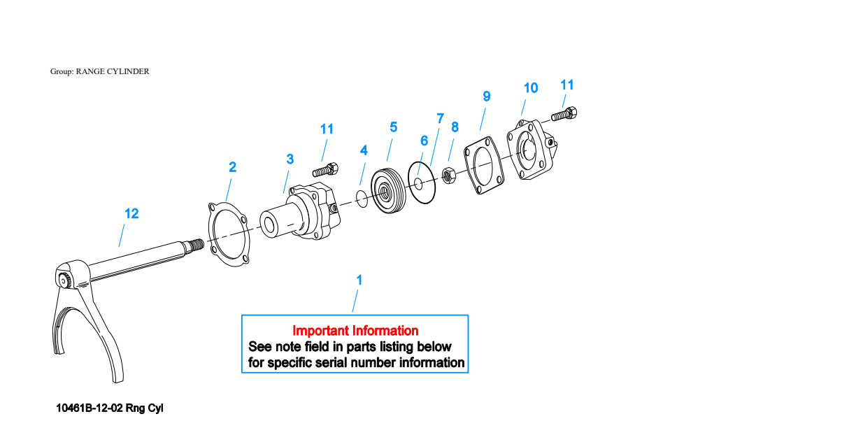 Eaton Fuller RTLOF-18913A-T2 Range Cylinder exploded-view diagram