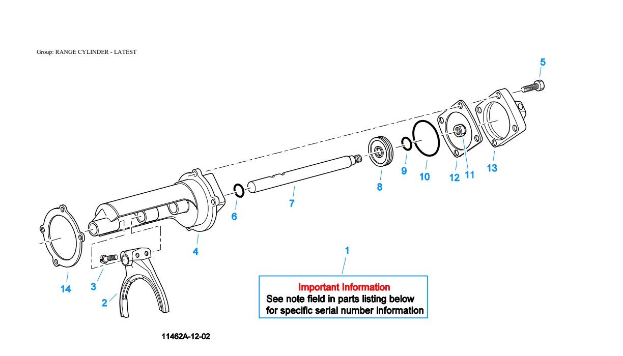 Eaton Fuller RTLOF-18913A-T2 Range Cylinder - Latest exploded-view diagram