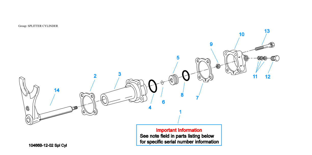 Eaton Fuller RTLOF-18913A-T2 Splitter Cylinder exploded-view diagram
