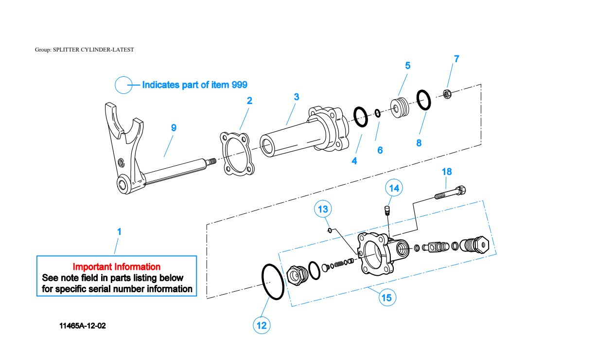 Eaton Fuller RTLOF-18913A-T2 Splitter Cylinder-Latest exploded-view diagram