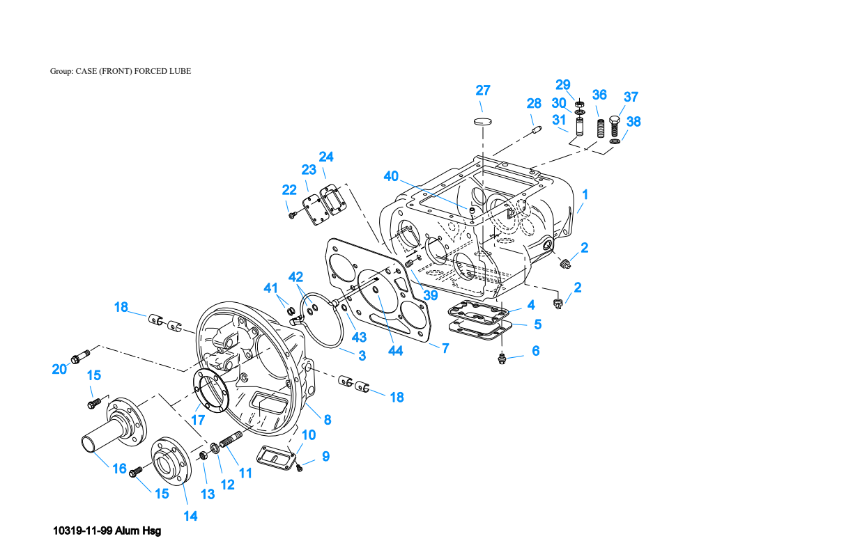 Eaton Fuller RTLOF-18918B-T2 Case (Front) Forced Lube exploded-view diagram