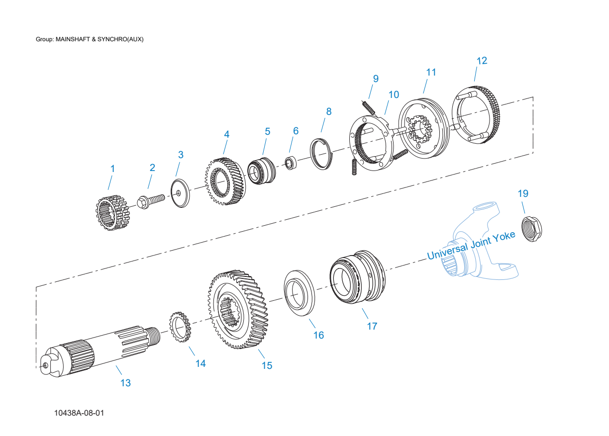 Eaton Fuller RTLOF-18918B Mainshaft & Synchro(Aux) exploded-view diagram