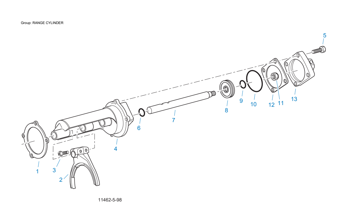 Eaton Fuller RTLOF-18918B Range Cylinder exploded-view diagram