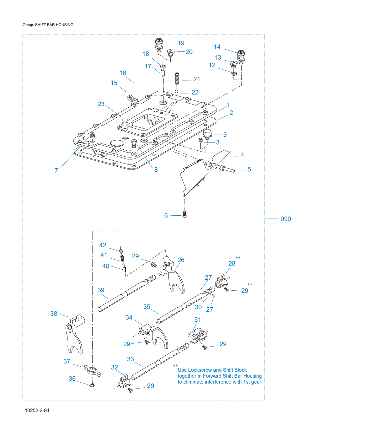 Eaton Fuller RTLOF-18918B Shift Bar Housing exploded-view diagram