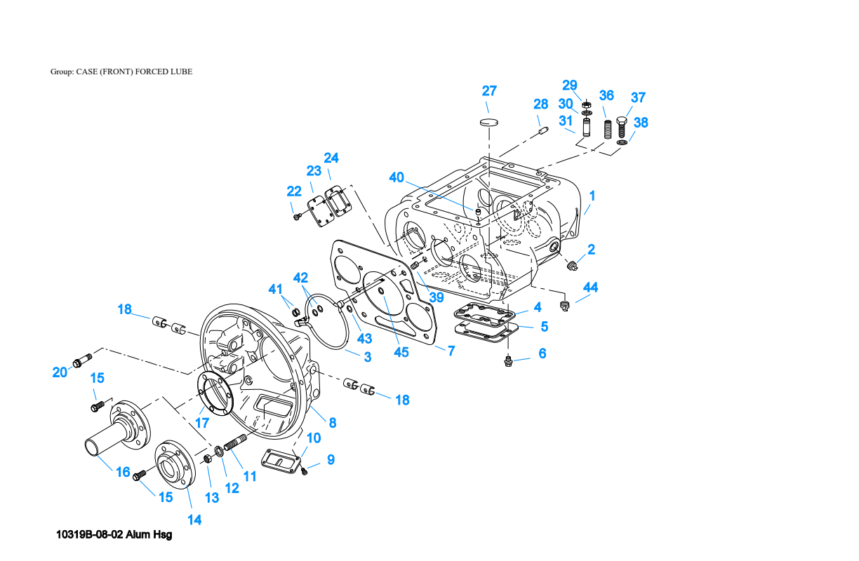 Eaton Fuller RTLOFC-16909A-T2 Case (Front) Forced Lube exploded-view diagram