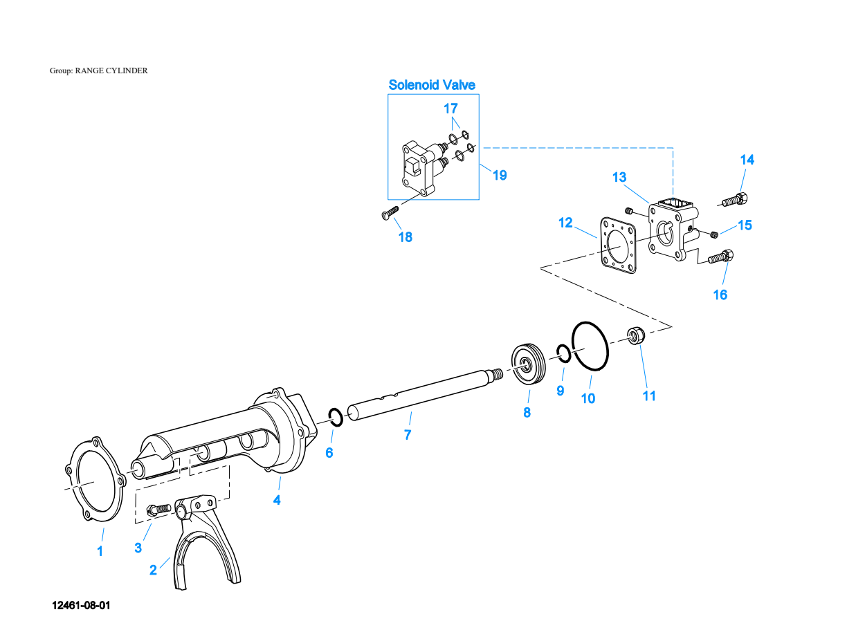 Eaton Fuller RTLOM-16913L-DM3 Range Cylinder exploded-view diagram